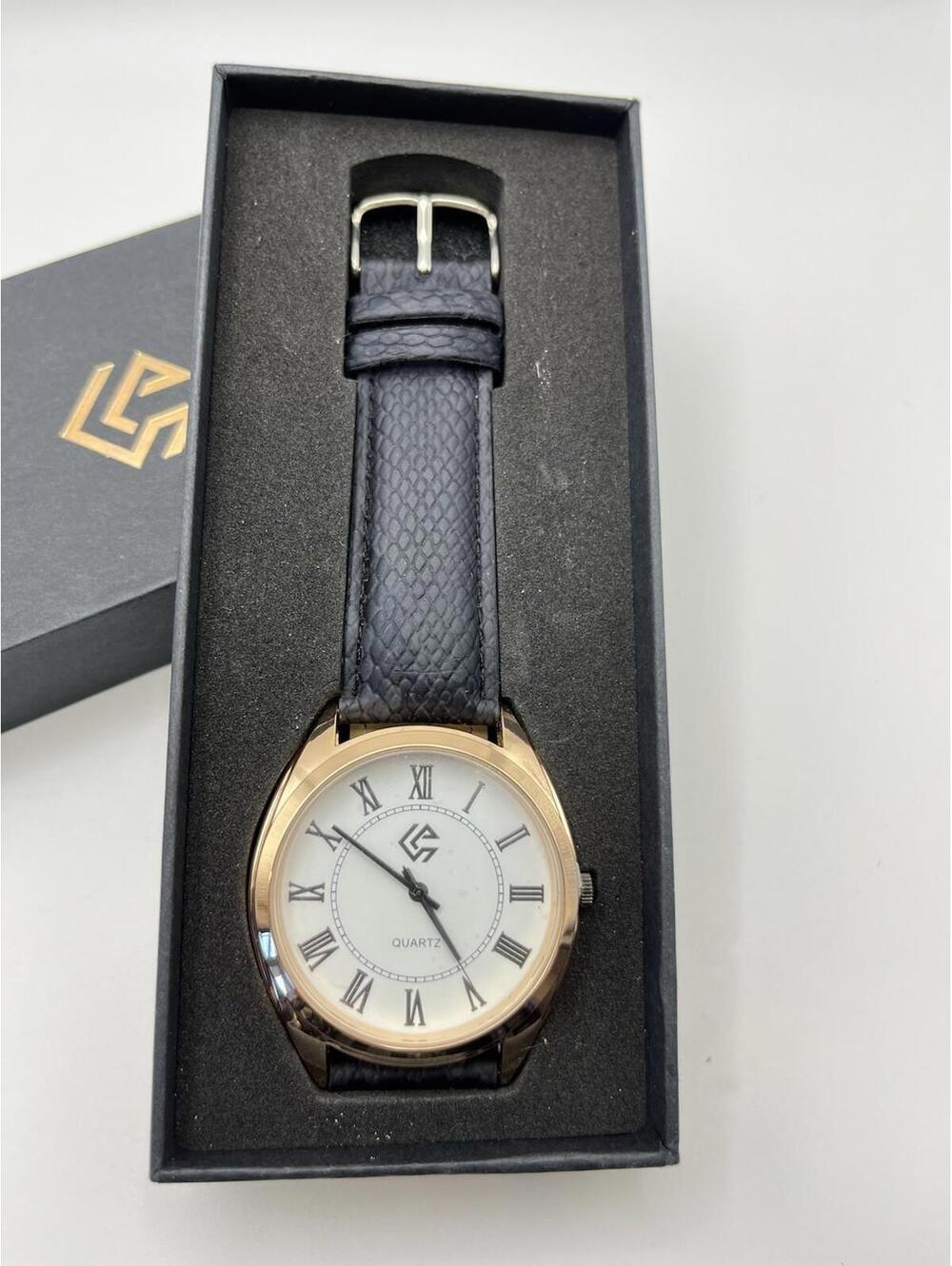 Watch Women's or Unisex Rose Gold & White Tone Dial Black Band New in box